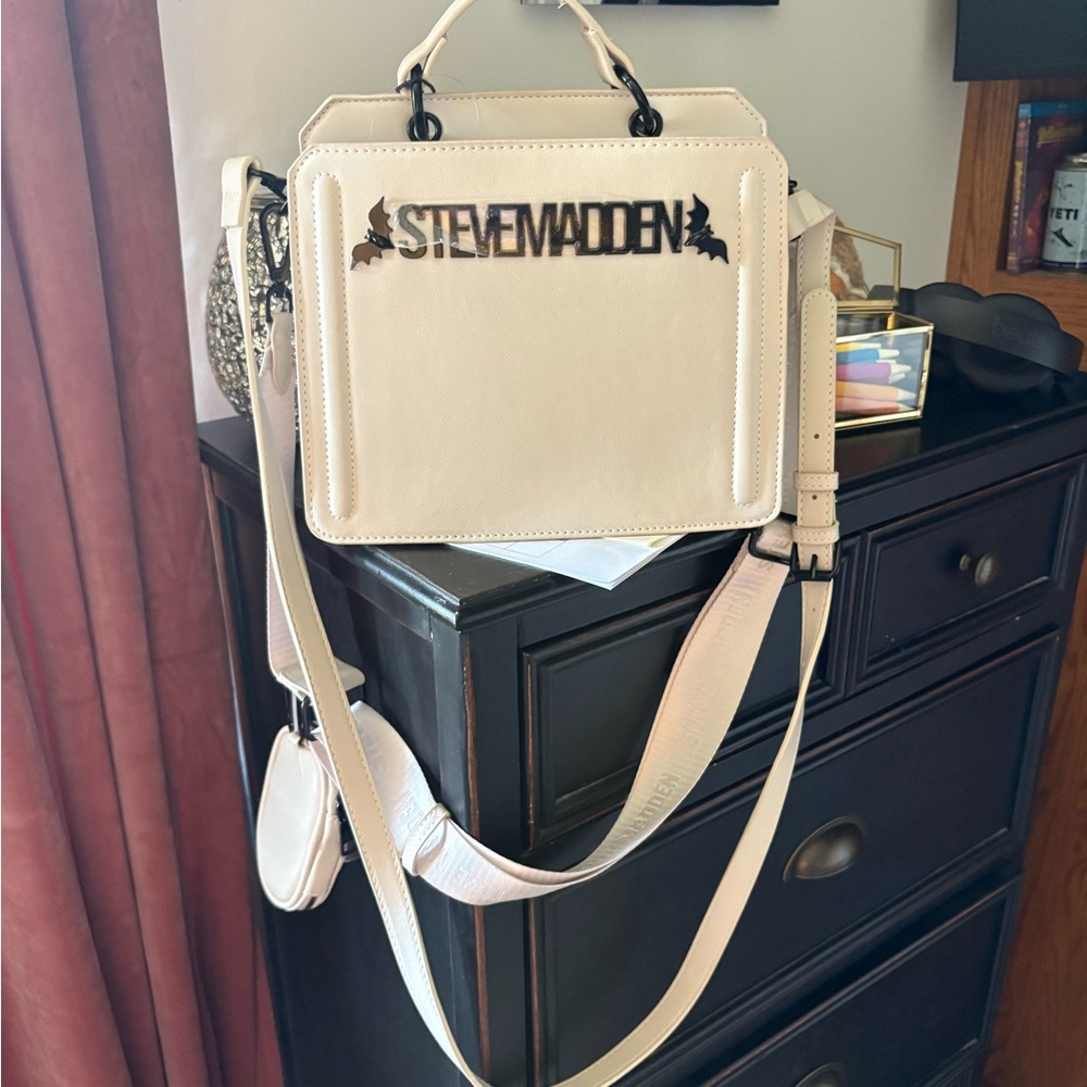 Steve Madden Cream Crossbody Bag with Bold Logo